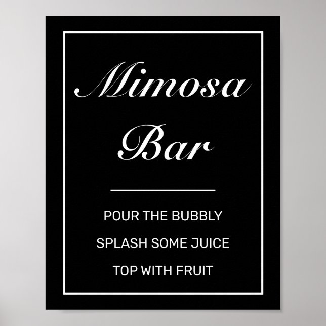 Modernes Minimalistisches Schwarzes Mimosa Bar Wed Poster (Vorne)