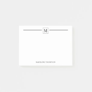 Modernes Minimalistisches Schwarzes Monogramm-Quad Post-it Klebezettel