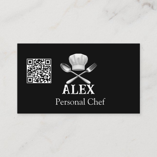 Modernes minimalistisches schwarzes QR-Code-Design Visitenkarte (Vorderseite)