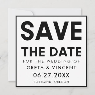 Modernes, minimalistisches Schwarzweiß-Quadrat Save The Date