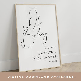 Modernes Minimalistisches Script Baby Dusche Begrü Poster
