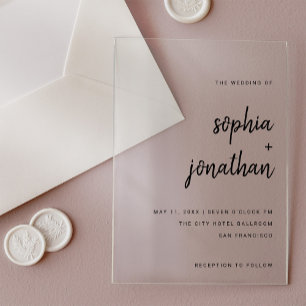 Modernes Minimalistisches Script Black   Hochzeit Acryleinladungen