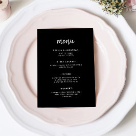 Modernes Minimalistisches Script Black | Hochzeit Menükarte