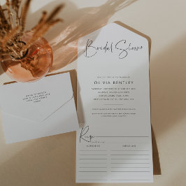 Modernes Minimalistisches Script-Brautparty All In One Einladung