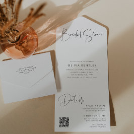 Modernes Minimalistisches Script-Brautparty All In One Einladung