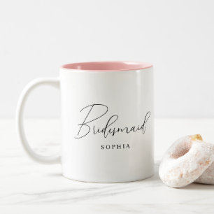 Modernes Minimalistisches Script Bridesmaid-Gesche Zweifarbige Tasse