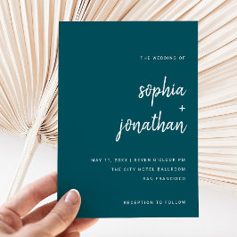 Modernes Minimalistisches Script Deep Aquamarin |  Einladung