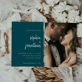 Modernes Minimalistisches Script Deep Aquamarin |  Save The Date