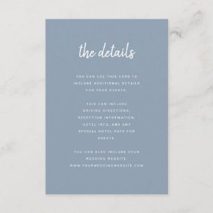 Modernes Minimalistisches Script Dusty Blue   Deta Begleitkarte