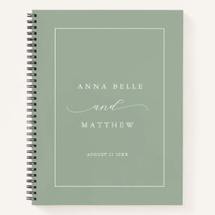 Modernes Minimalistisches Script Dusty Green Weddi Notizbuch