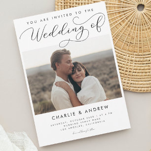 Modernes Minimalistisches Script Foto QR Code Hoch Einladung