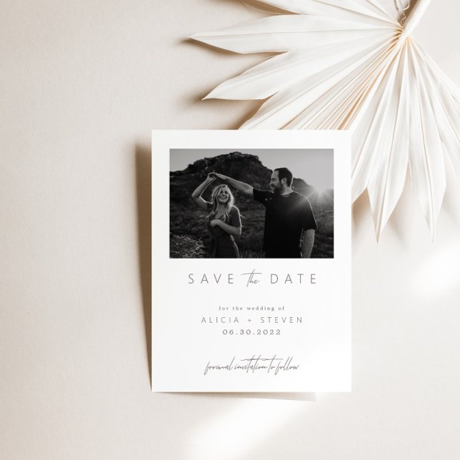 Modernes Minimalistisches Script-Foto Save the Dat (Modern Minimalist Script Photo Save the Date)