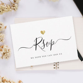 Modernes Minimalistisches Script Gold Wedding RSVP Karte