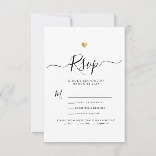 Modernes Minimalistisches Script Gold Wedding RSVP Karte