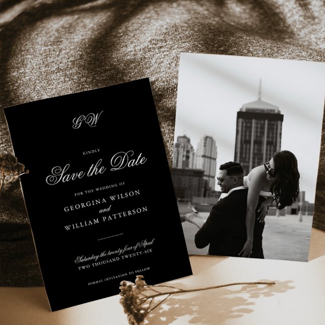 Modernes Minimalistisches Script Monogram Save the Einladung (Von Creator hochgeladen)