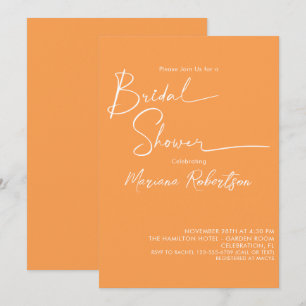 Modernes Minimalistisches Script Orange Brautparty Einladung