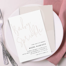 Modernes Minimalistisches Script Pink Baby Sprinkl Einladung