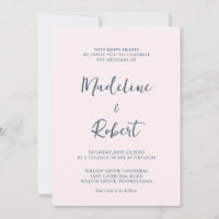 Modernes Minimalistisches Script Pink Blue Wedding