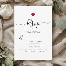 Modernes Minimalistisches Script Red Heart Wedding