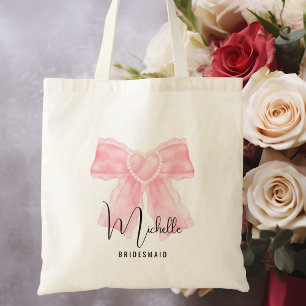 Modernes Minimalistisches Script Rosa Bow Elegante Tragetasche