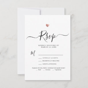 Modernes Minimalistisches Script Rose Gold Wedding RSVP Karte