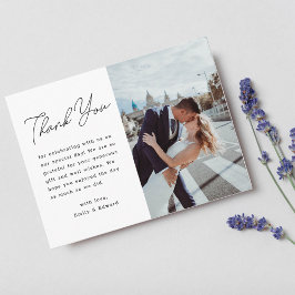 Modernes Minimalistisches Script Wedding Foto Viel Postkarte