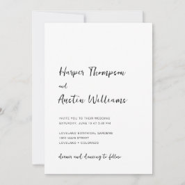 Modernes Minimalistisches Script White Wedding Einladung