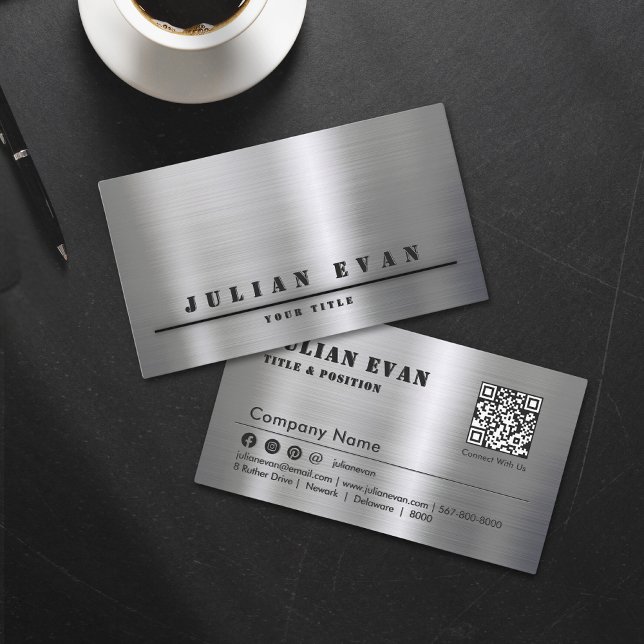 Modernes Minimalistisches Shiny Brushed Metal Visitenkarte (Modern Minimalist Shiny Brushed Metal Business Card)