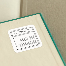 Modernes Minimalistisches Simple Ex Libris Buchzei Quadratischer Aufkleber
