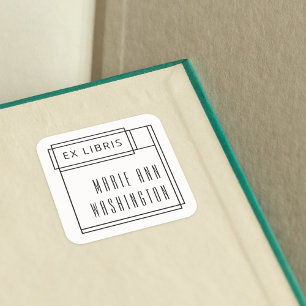 Modernes Minimalistisches Simple Ex Libris Buchzei Quadratischer Aufkleber