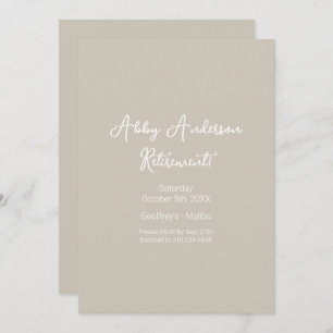 Modernes Minimalistisches Skript   Beige-Rente Einladung