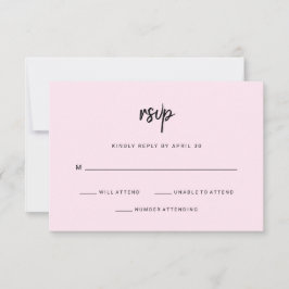 Modernes Minimalistisches Skript | Blush Wedding RSVP Karte