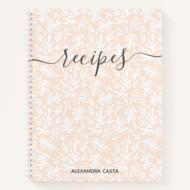 Modernes Minimalistisches Skript Botanisches Rezep Notizbuch (Vorderseite)