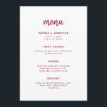 Modernes Minimalistisches Skript | Burgundy Weddin Menükarte<br><div class="desc">Diese elegante,  minimalistische Hochzeitskarte besticht durch moderne burgundische Schrift-Typografie und einen sauberen,  serifenlosen Text für ein einfaches und stilvolles Design,  das Sie zur Liebe bringen.</div>