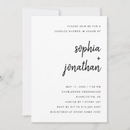 Modernes Minimalistisches Skript | Dusche für Paar Einladung