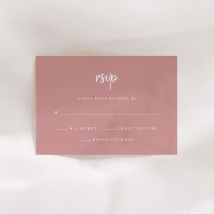 Modernes Minimalistisches Skript   Dusty Rose Wedd RSVP Karte