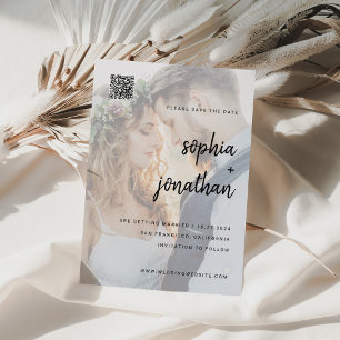 Modernes Minimalistisches Skript Foto- und QR-Co Save The Date