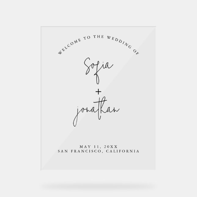 Modernes Minimalistisches Skript | Hochzeit Acrylschild (Vorderseite)