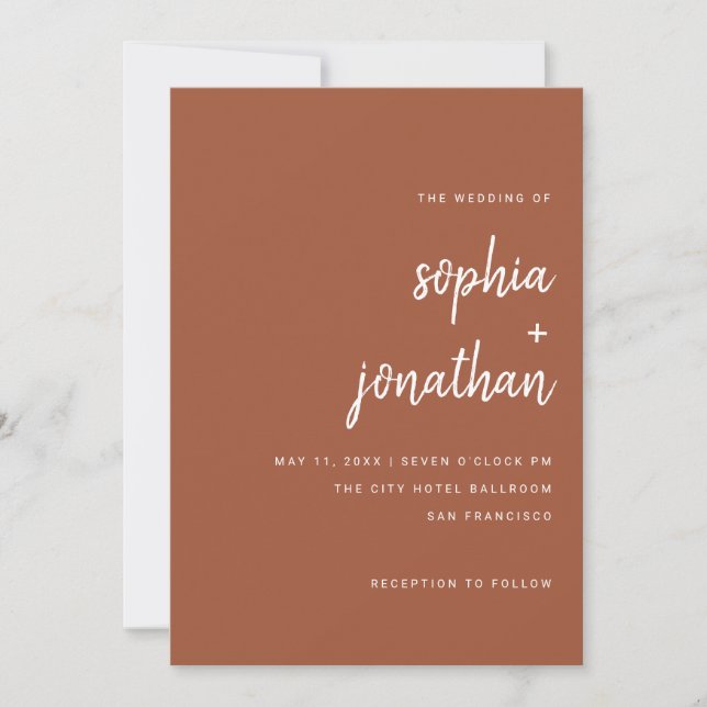 Modernes Minimalistisches Skript | Lila Hochzeit Einladung (Vorderseite)
