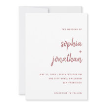 Modernes Minimalistisches Skript-Rose Rosa | Hochz