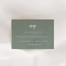 Modernes Minimalistisches Skript | Sage Green Wedd RSVP Karte