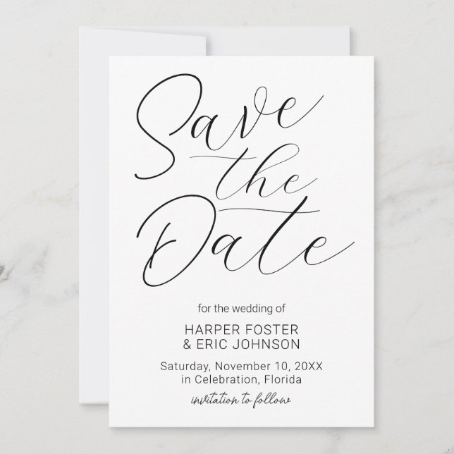 Modernes Minimalistisches Skript Save the Date Sch Ankündigung (Vorderseite)
