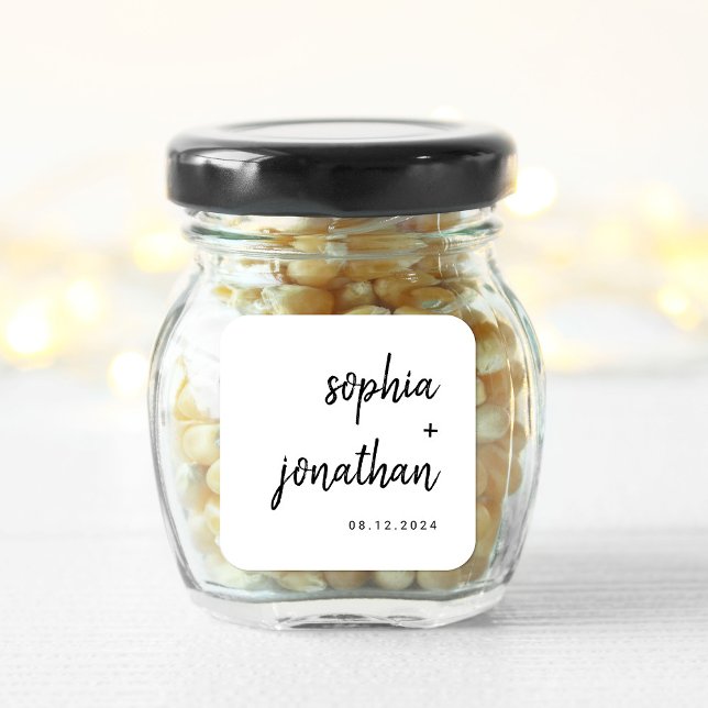 Modernes Minimalistisches Skript | Schwarz-Weiß-Ho Quadratischer Aufkleber (Von Creator hochgeladen)