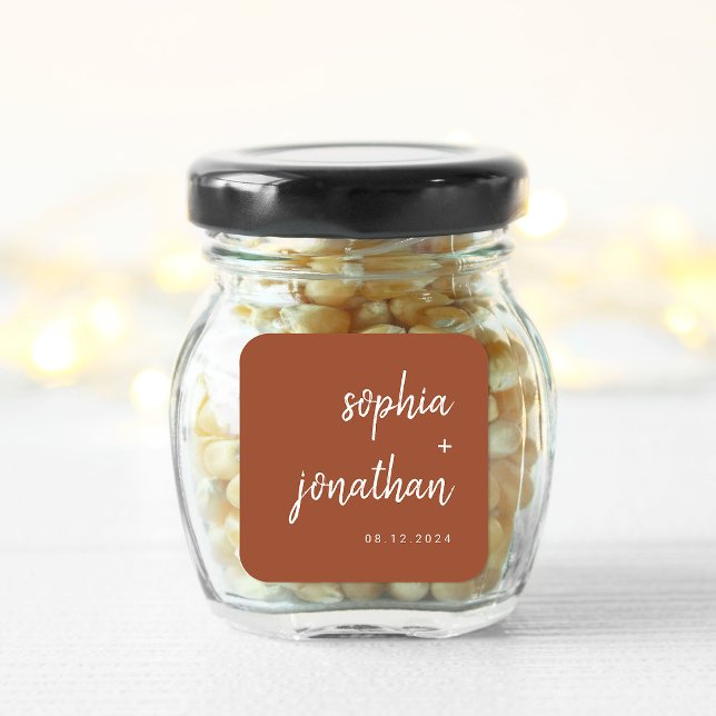 Modernes Minimalistisches Skript Terracotta | Hoch Quadratischer Aufkleber (Von Creator hochgeladen)