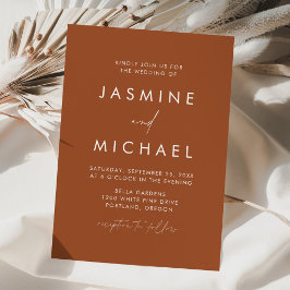Modernes Minimalistisches Skript Terracotta Weddin Einladung