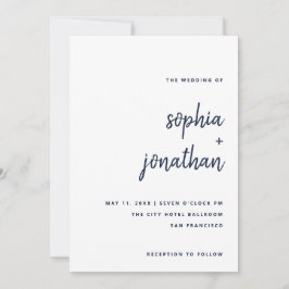 Modernes Minimalistisches Skript | Weiße Hochzeit  Einladung