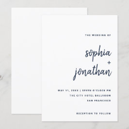 Modernes Minimalistisches Skript | Weiße Hochzeit Einladung