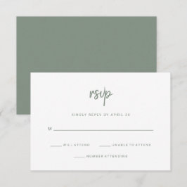 Modernes Minimalistisches Skript | White and Sage RSVP Karte