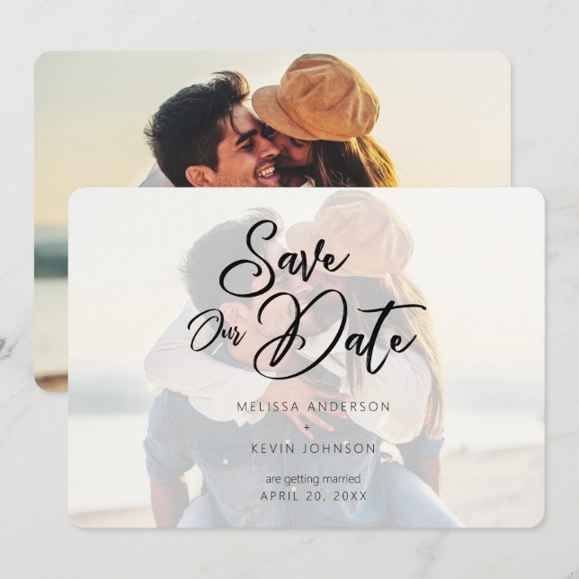 Modernes Minimalistisches Skripttypografie-Overlay Save The Date (Vorne/Hinten)