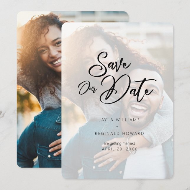 Modernes Minimalistisches Skripttypografie-Overlay Save The Date (Vorne/Hinten)